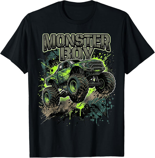 Monster Truck Boy Family Matching T-Shirt - T-Shirt | Black
