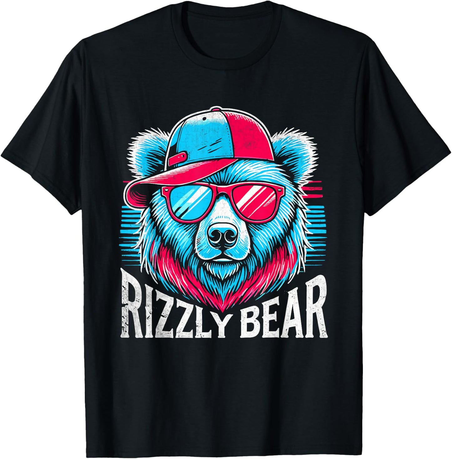 Rizzly Bear Cool Bear Wearing Sunglasses Rizz Boys T-Shirt - T-Shirt | Black