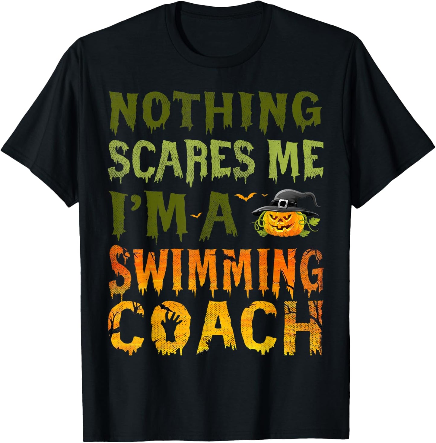 Nothing Scares Me I'm A Swimming Coach Halloween Costume T-Shirt - T-Shirt | Black