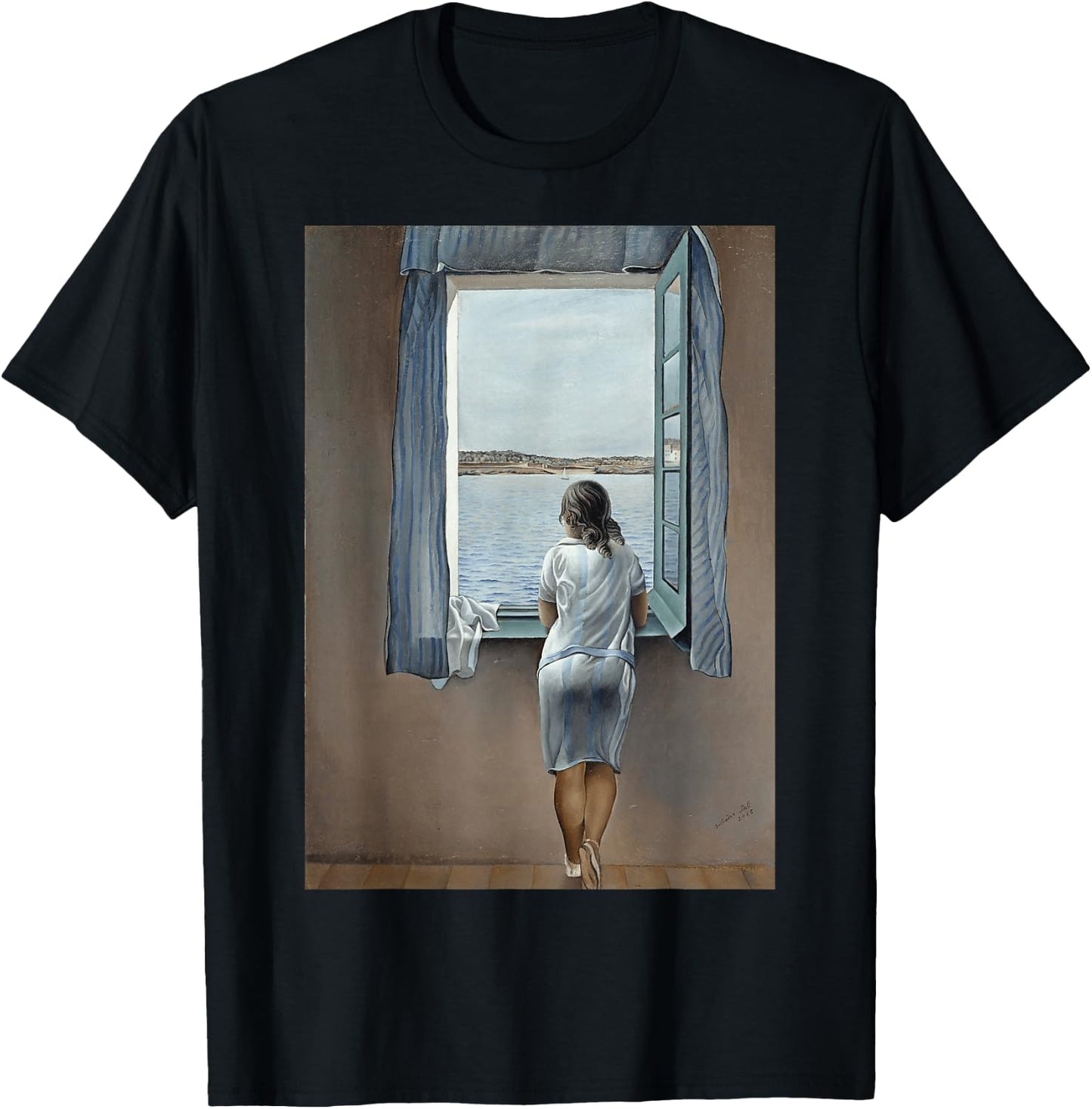 Young Woman at a window by Dali T-Shirt - T-Shirt | Black