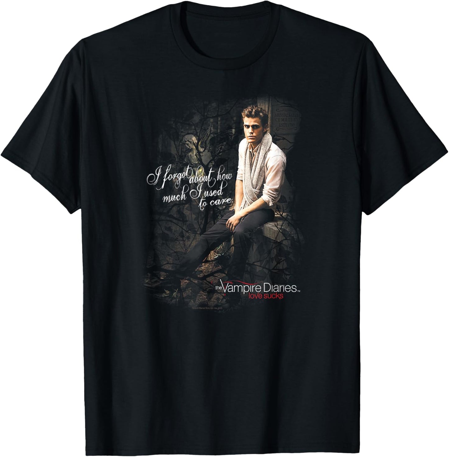 Vampire Diaries Stefan I Used to Care T-Shirt - T-Shirt | Black