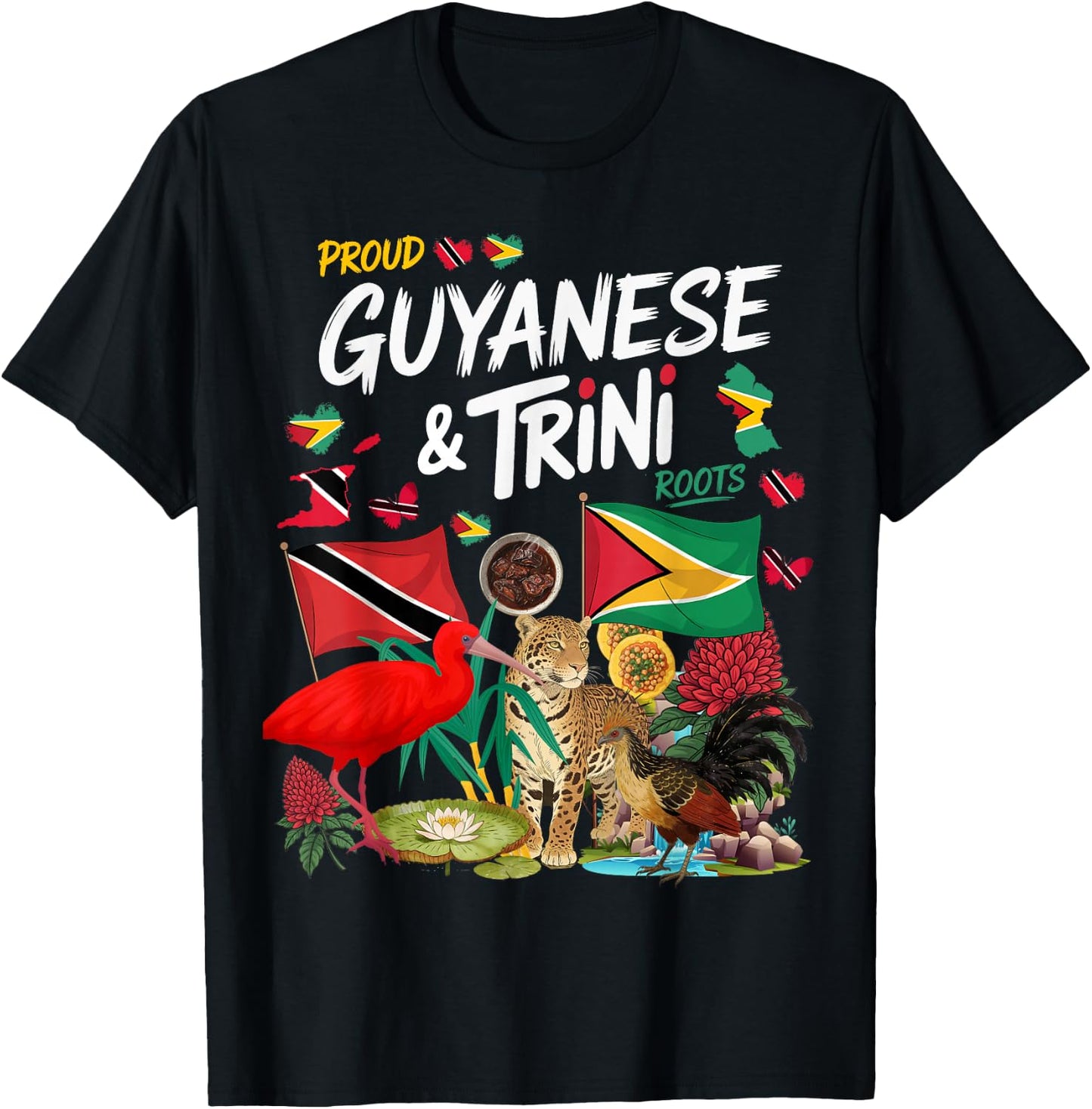 Trinidad & Guyana Flag Outfit Idea Guyanese Roots T-Shirt - T-Shirt | Black