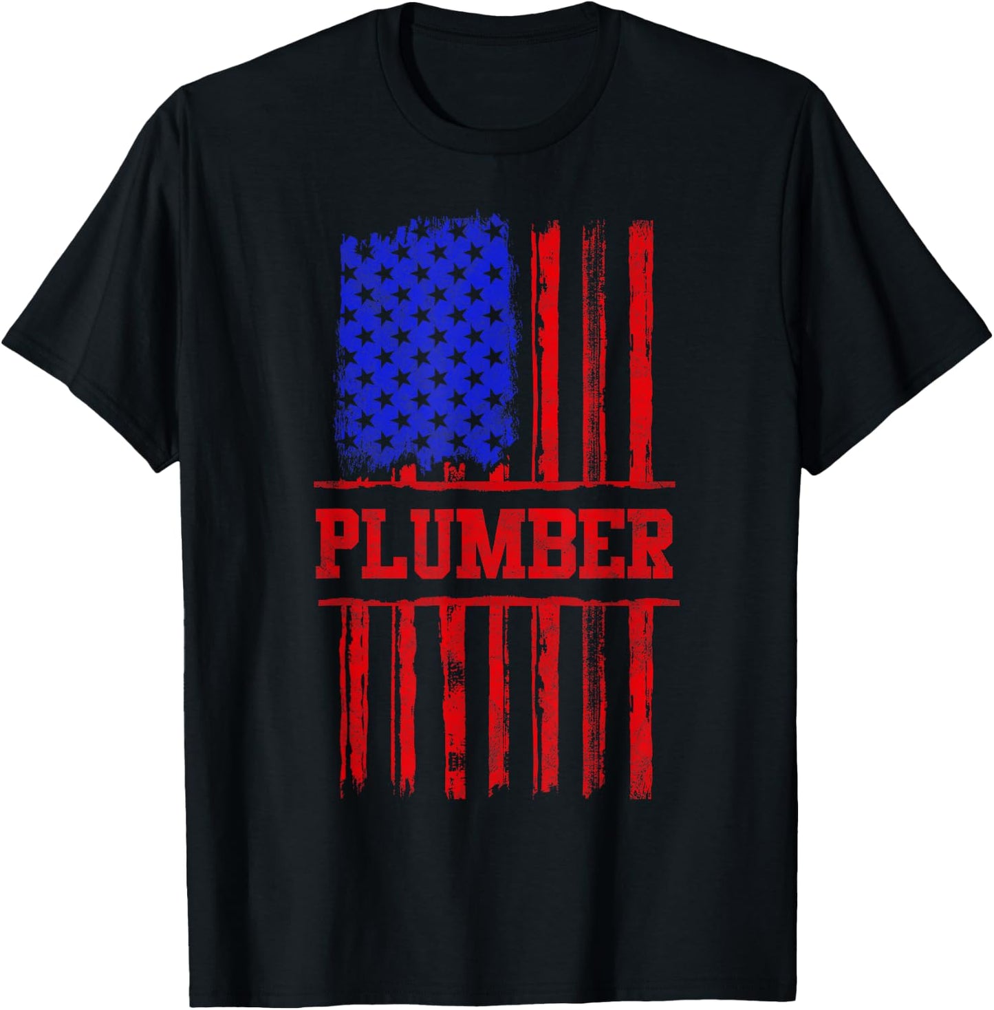 Plumber American Flag Plumbing Gift Retro Usa Patriotic T-Shirt - T-Shirt | Black
