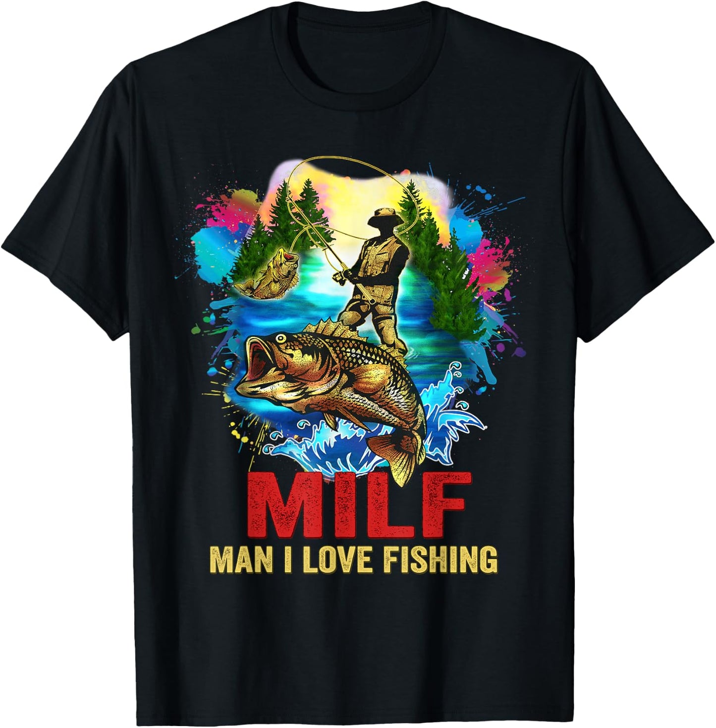 Funny Fishing Milf Shirt Man I Love T-Shirt - T-Shirt | Black