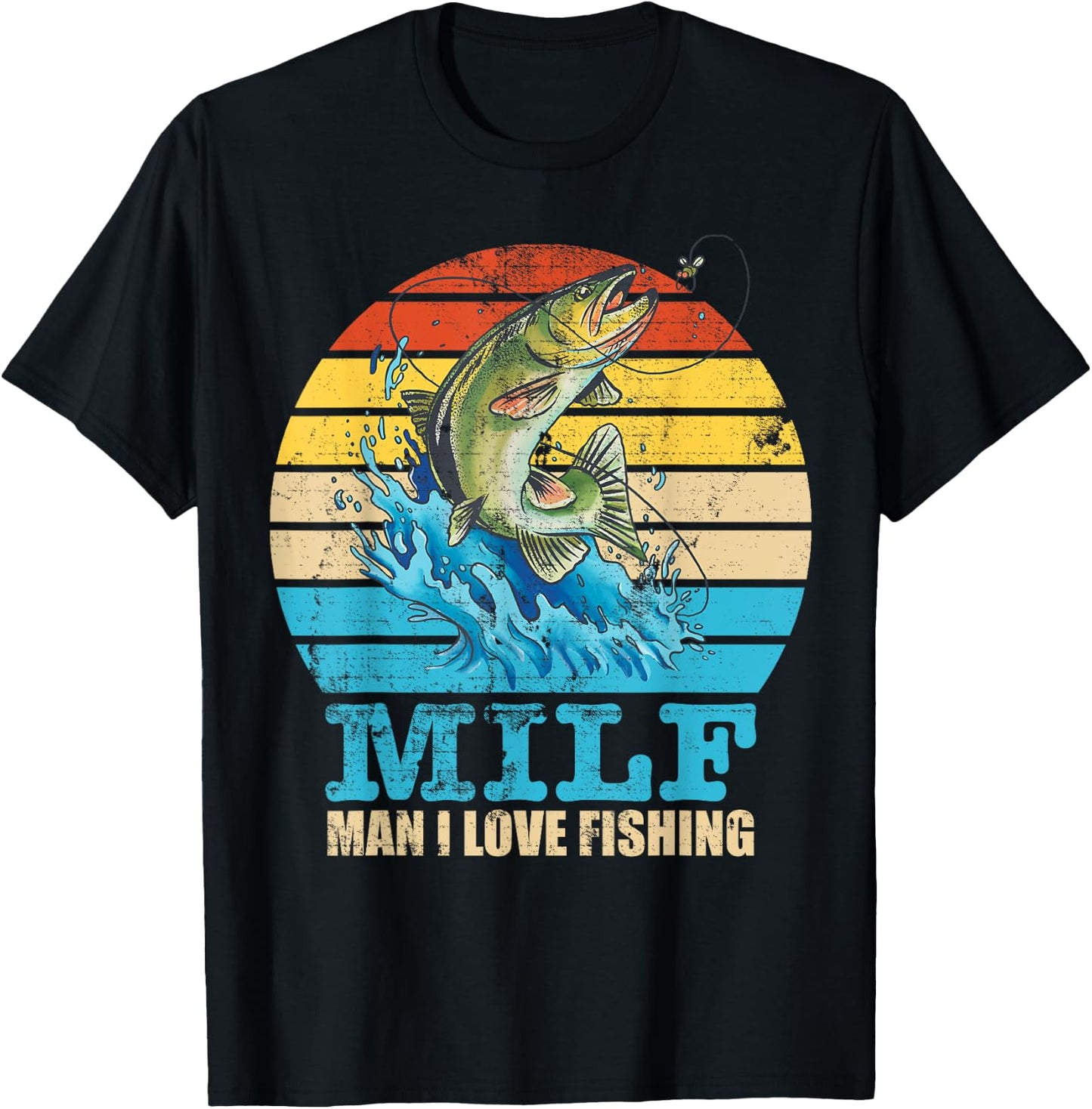 MILF-Man I Love Fishing Funny Saying Fishermen Men Women T-Shirt - T-Shirt | Black