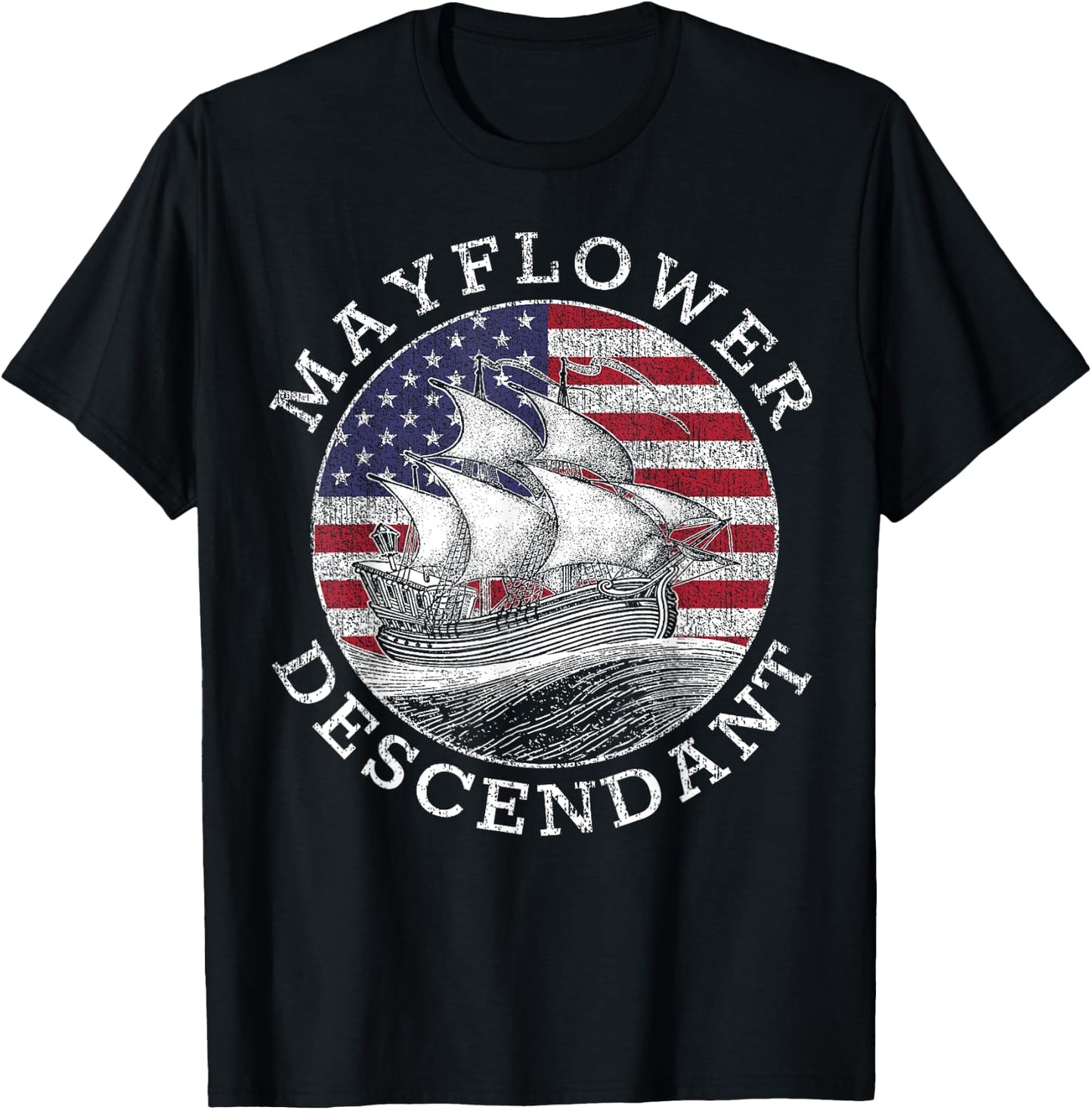 Mayflower Descendant Used Union Jack T-Shirt - T-Shirt | Black