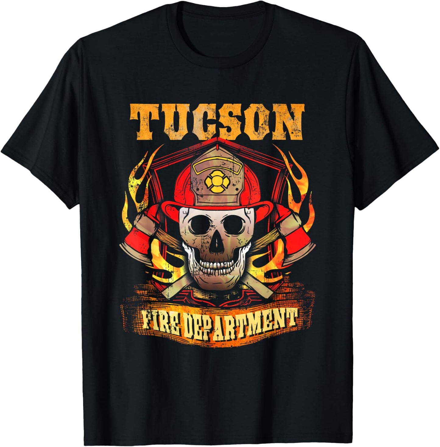 Tucson AZ Firefighter Shirt Arizona Fireman Gift Fire Truck T-Shirt - T-Shirt | Black