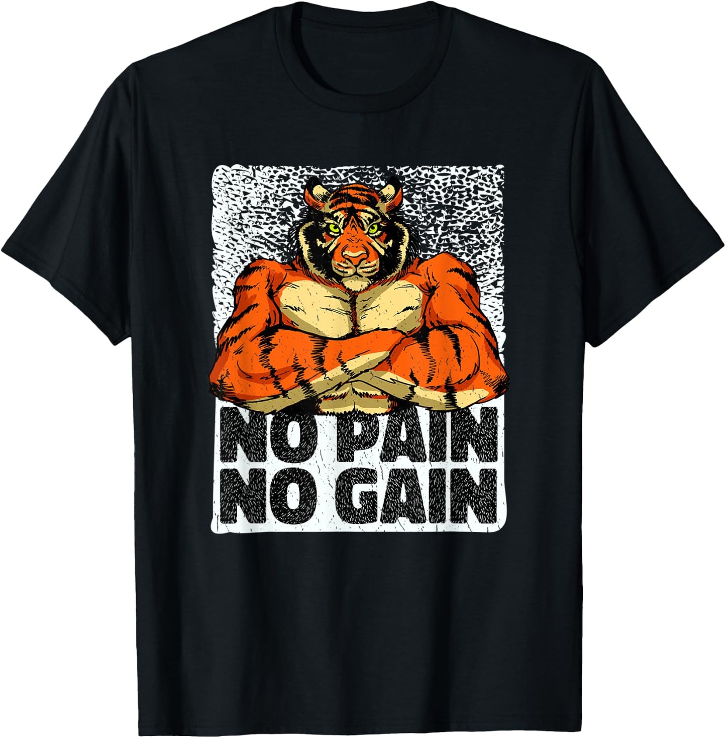 No Pain No Gain Tiger Gym Workout MMA Bodybuilding Fitness T-Shirt - T-Shirt | Black