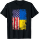 Ukrainian American Flag Ukraine USA Roots Women Men T-Shirt - T-Shirt | Black