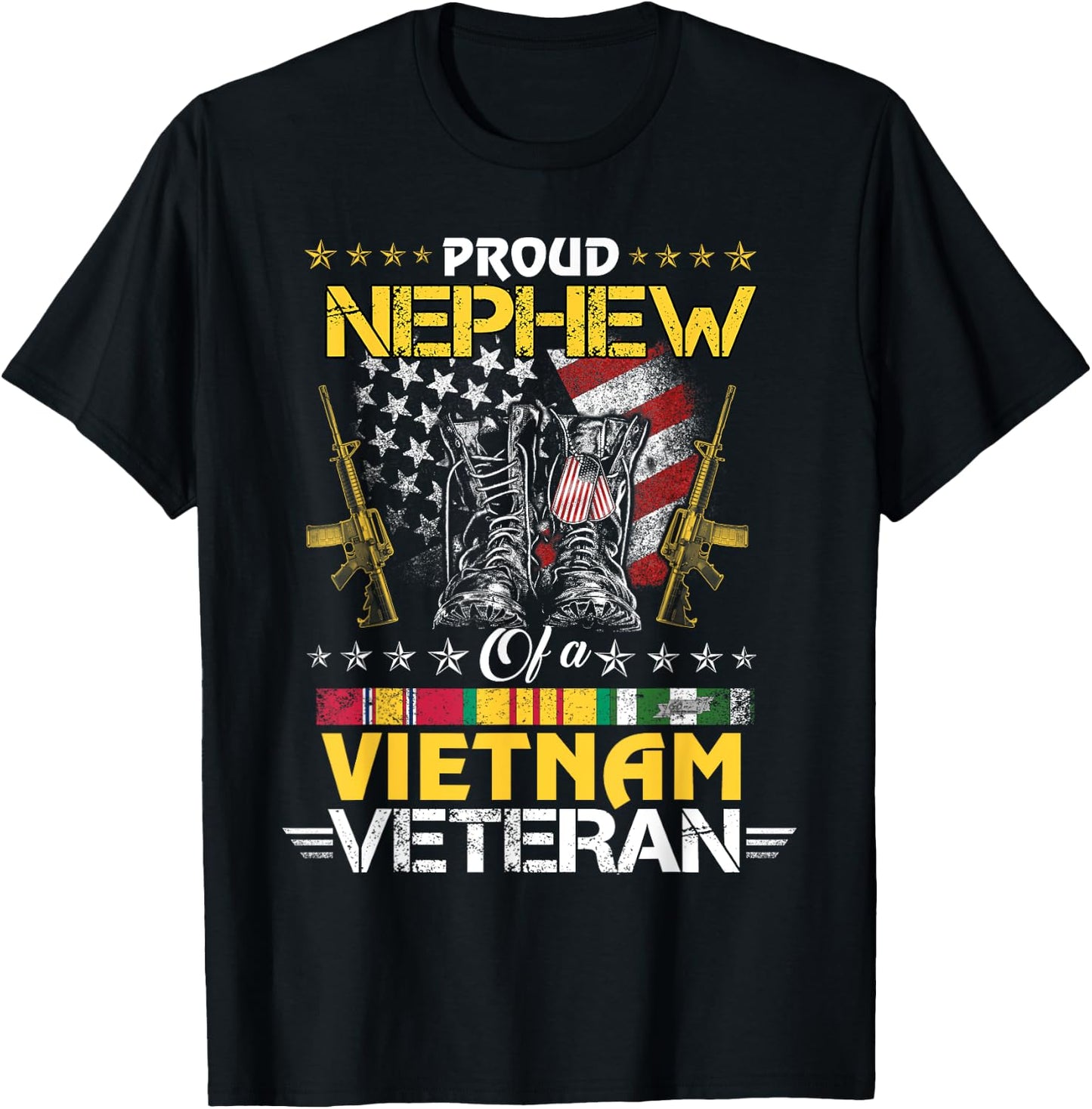 Proud Nephew of A Vietnam Veteran My Uncle Aunt is A Veteran T-Shirt - T-Shirt | Black