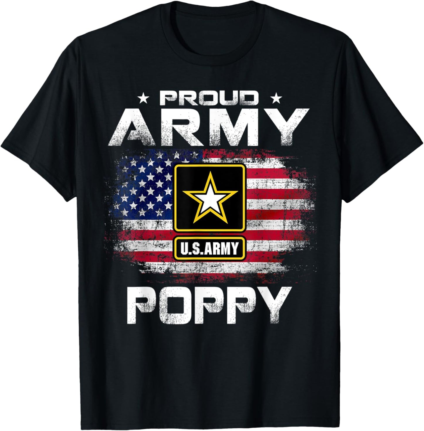 Proud Army Poppy With American Flag For Veteran Gift Women Kids Men T-Shirt - T-Shirt | Black