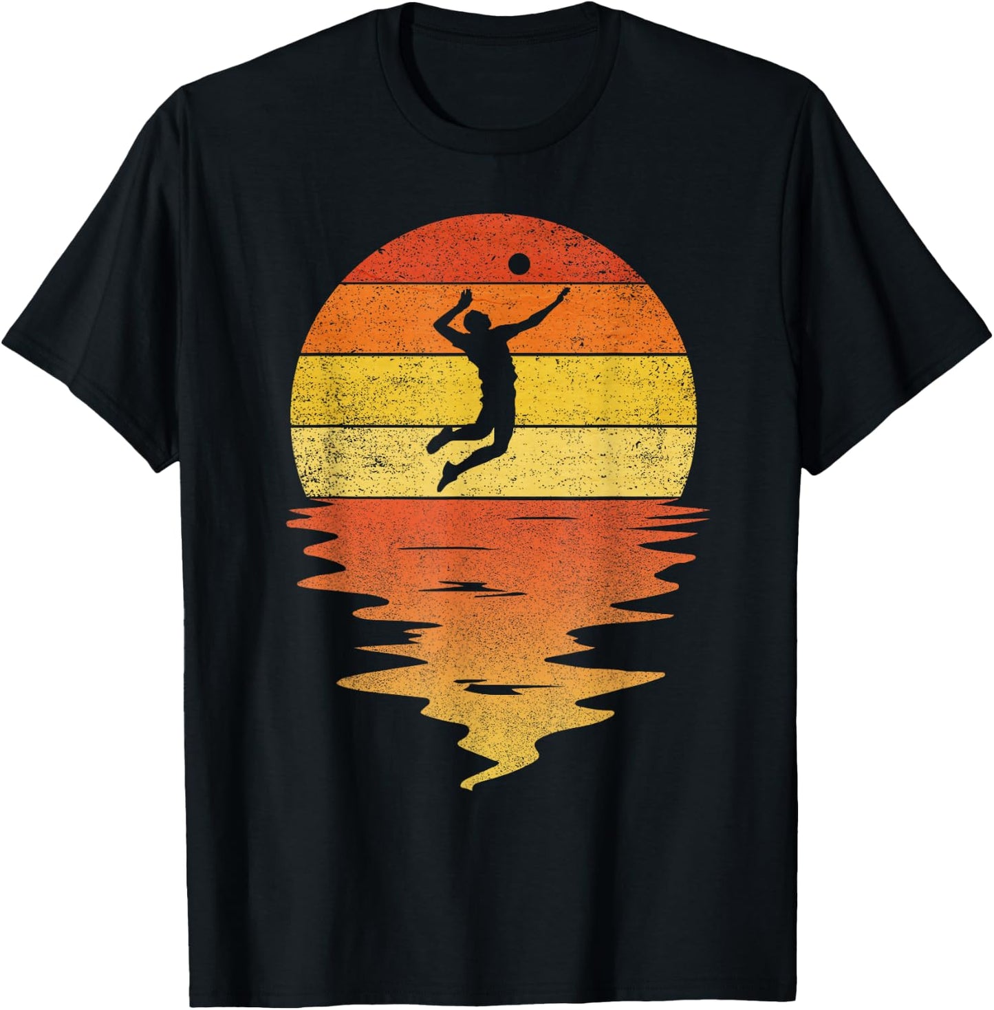 Volleyball shirt retro sunset 70s vintage Volleyball T-Shirt - T-Shirt | Black