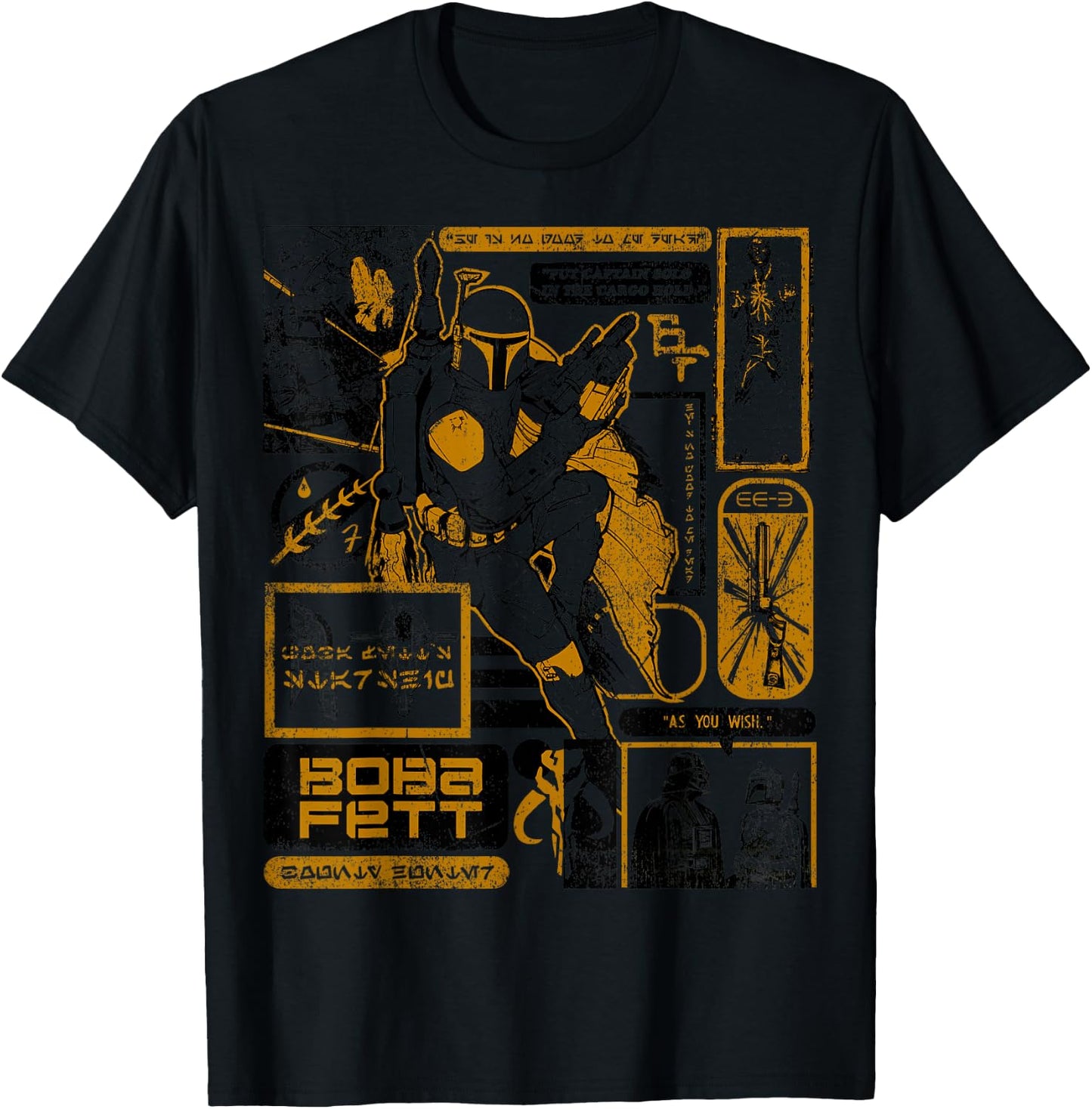 Star Was Boba Fett Retro Mandalorian Poster T-Shirt - T-Shirt | Black