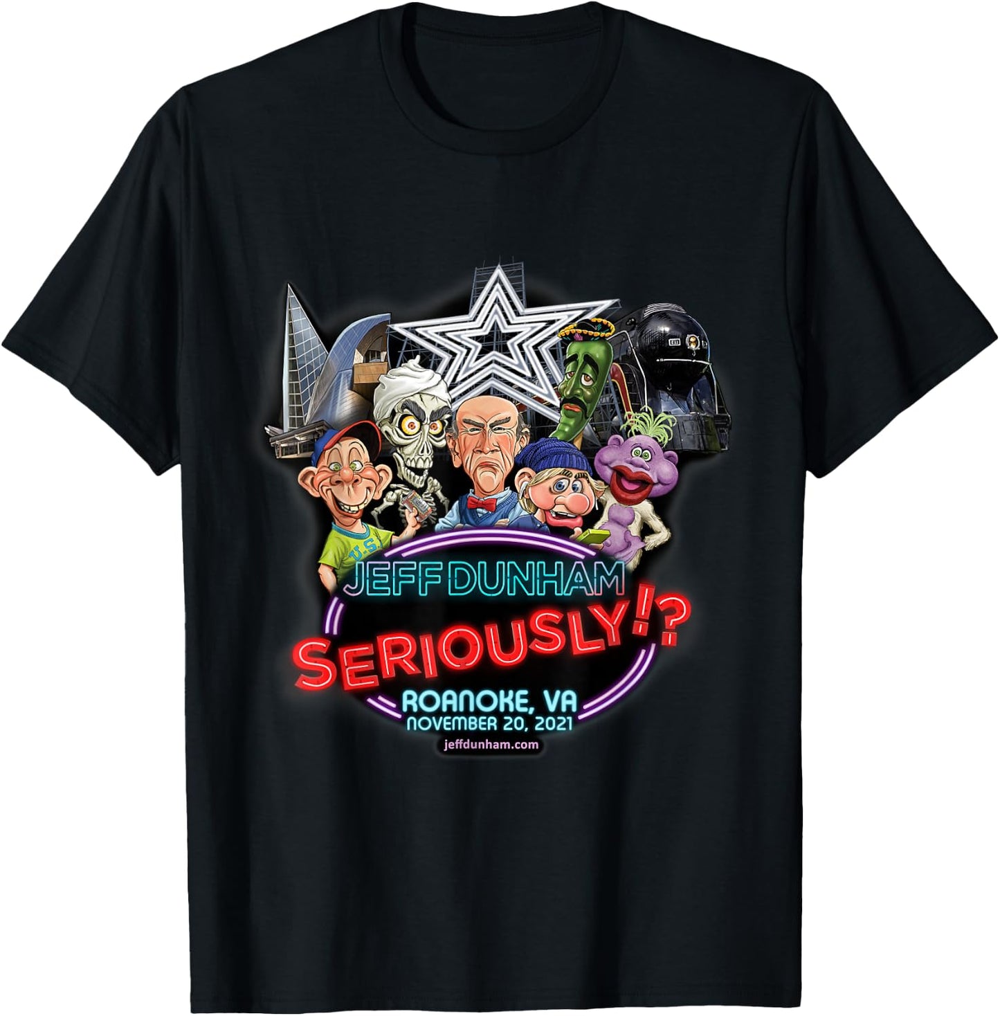 Jeff Dunham Roanoke, VA T-Shirt - T-Shirt | Black