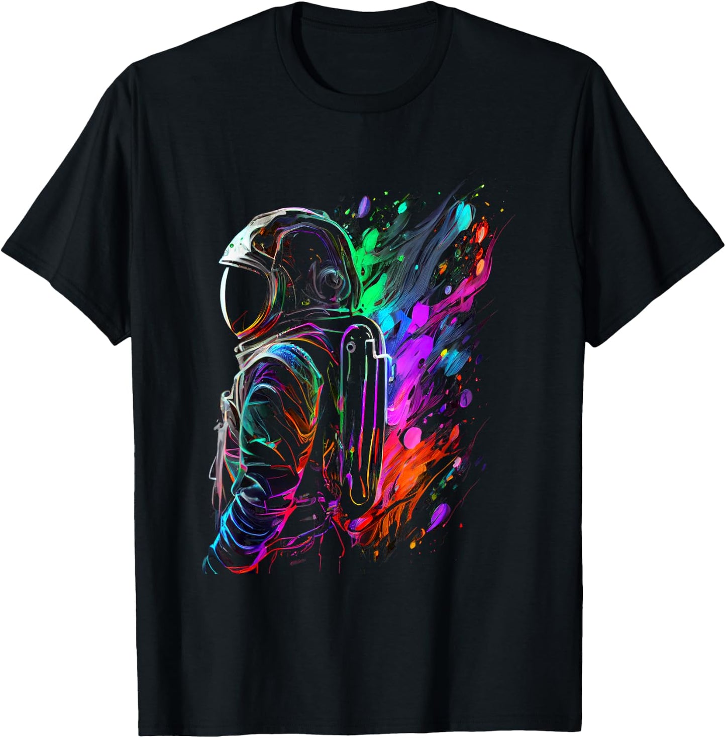 Space Splash Art Colourful T-Shirt - T-Shirt | Black