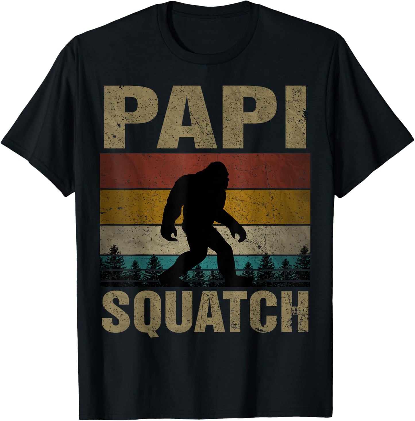 Papi Squatch Bigfoot Papi Sasquatch Yeti Family T-Shirt - T-Shirt | Black