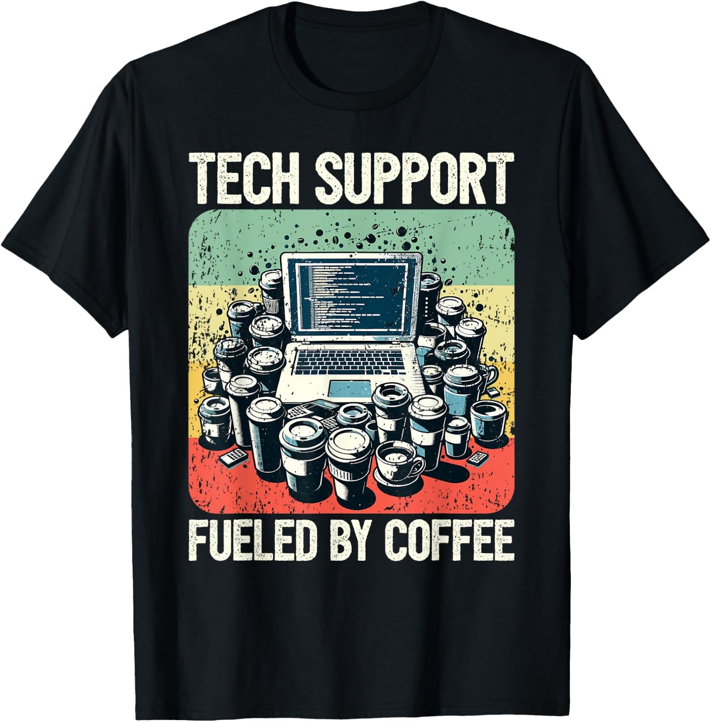 Tech Support Coffee Computer IT Guy T-Shirt - T-Shirt | Black