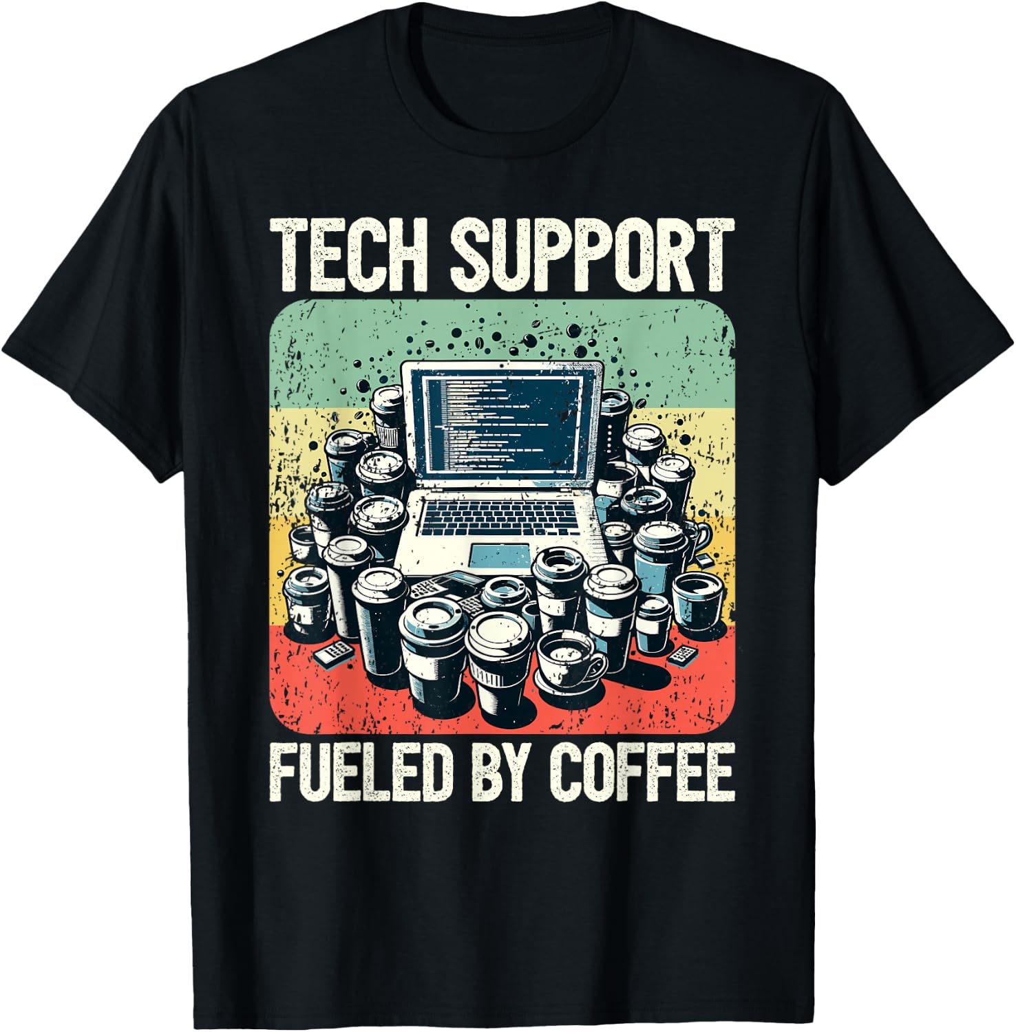 Tech Support Coffee Computer IT Guy T-Shirt - T-Shirt | Black