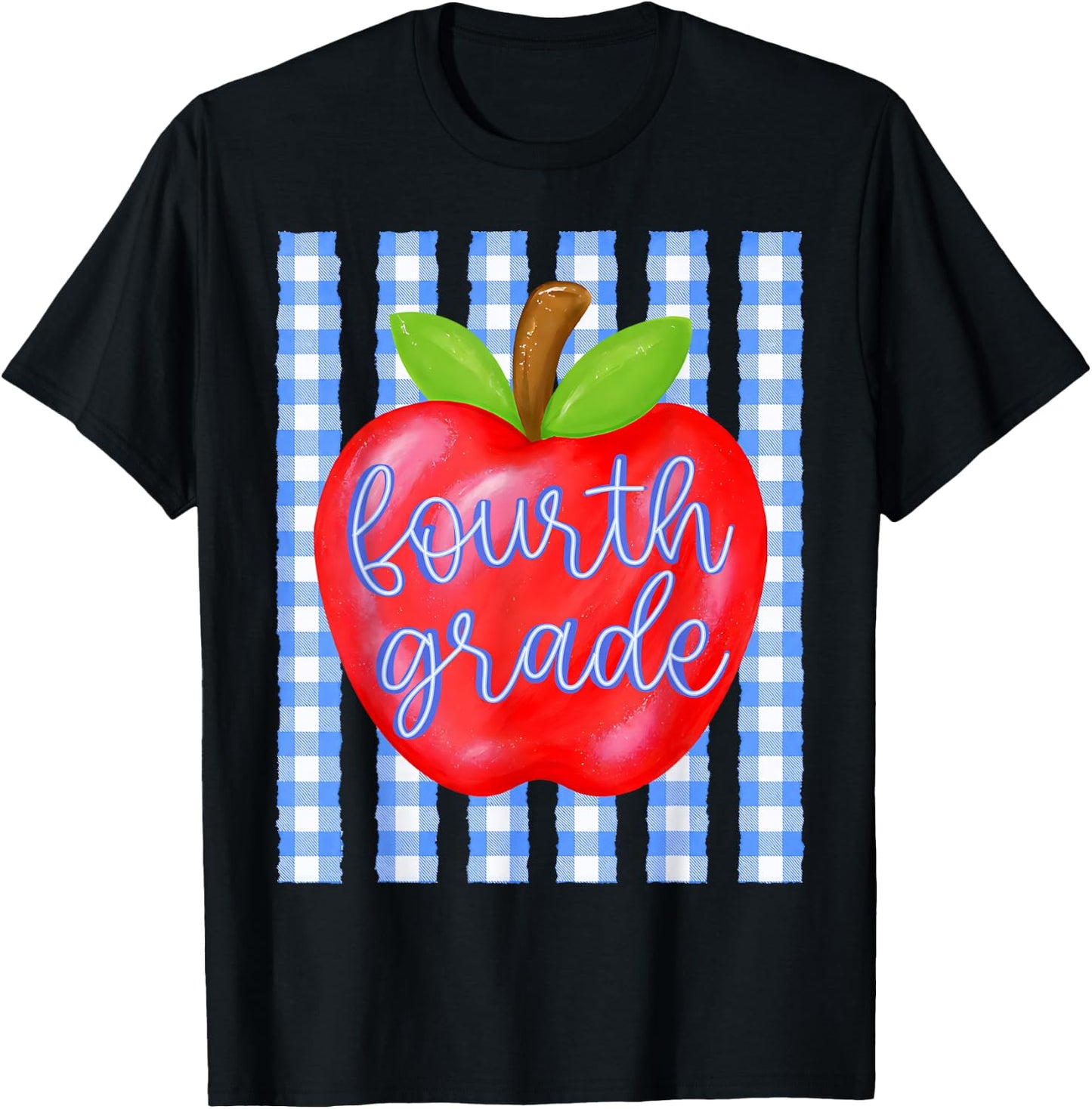 Striped Apple Fourth Grade Back to School Teachers Kids T-Shirt - T-Shirt | Black