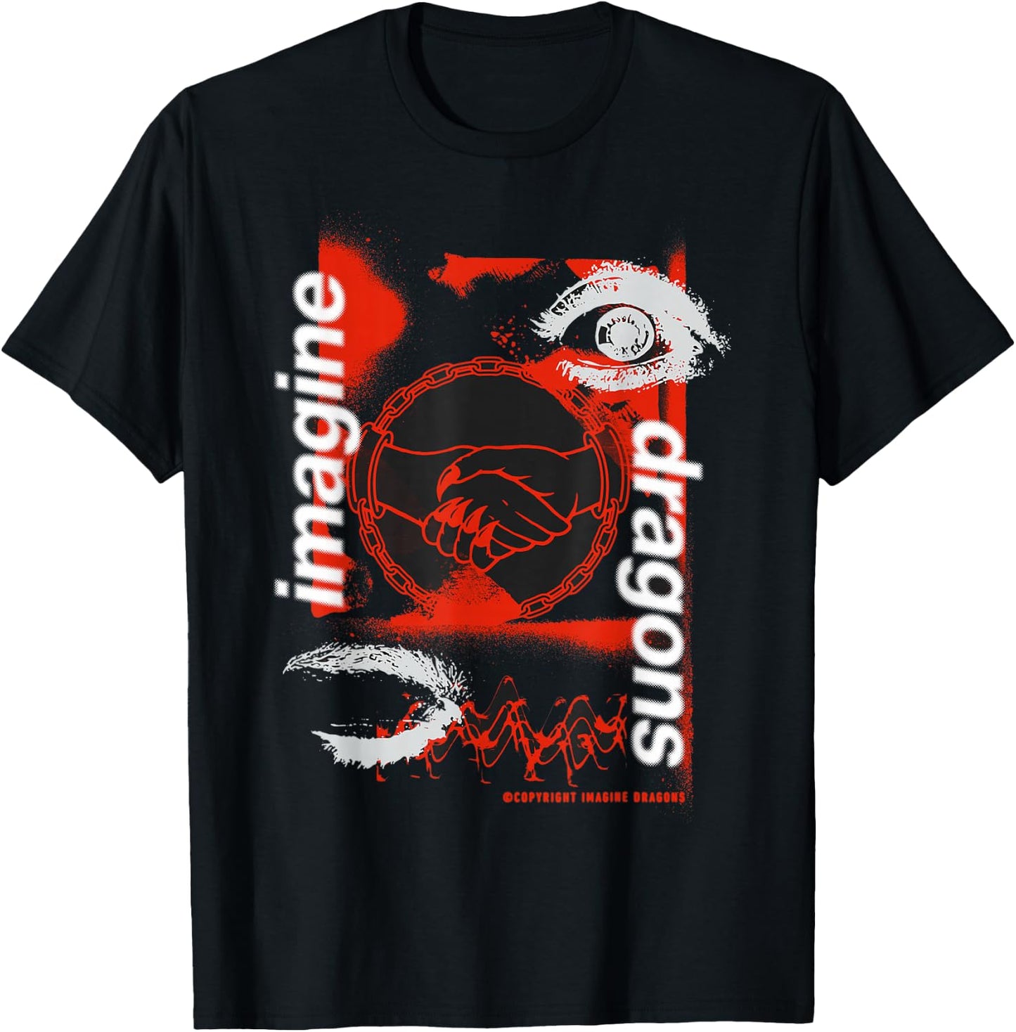 Official Imagine Dragons Handshake Black T-Shirt - T-Shirt | Black