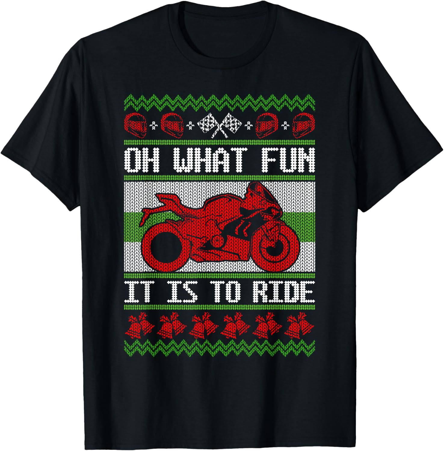 Sport Bike Motorcycle Rider Ugly Christmas Sweater Fun Braap T-Shirt - T-Shirt | Black