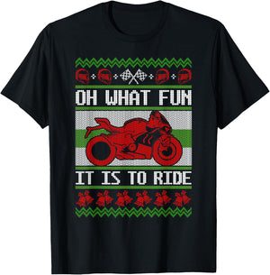 Sport Bike Motorcycle Rider Ugly Christmas Sweater Fun Braap T-Shirt - T-Shirt | Black