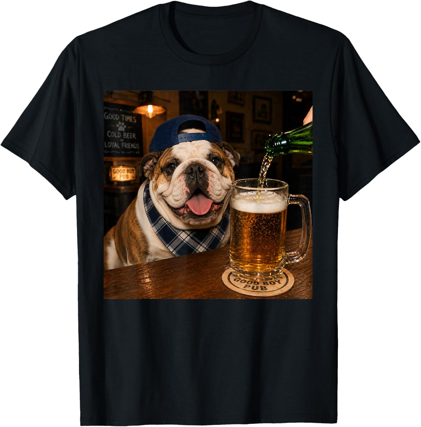 English Bulldog Drinking Beer Funny Dog Meme T-Shirt - T-Shirt | Black