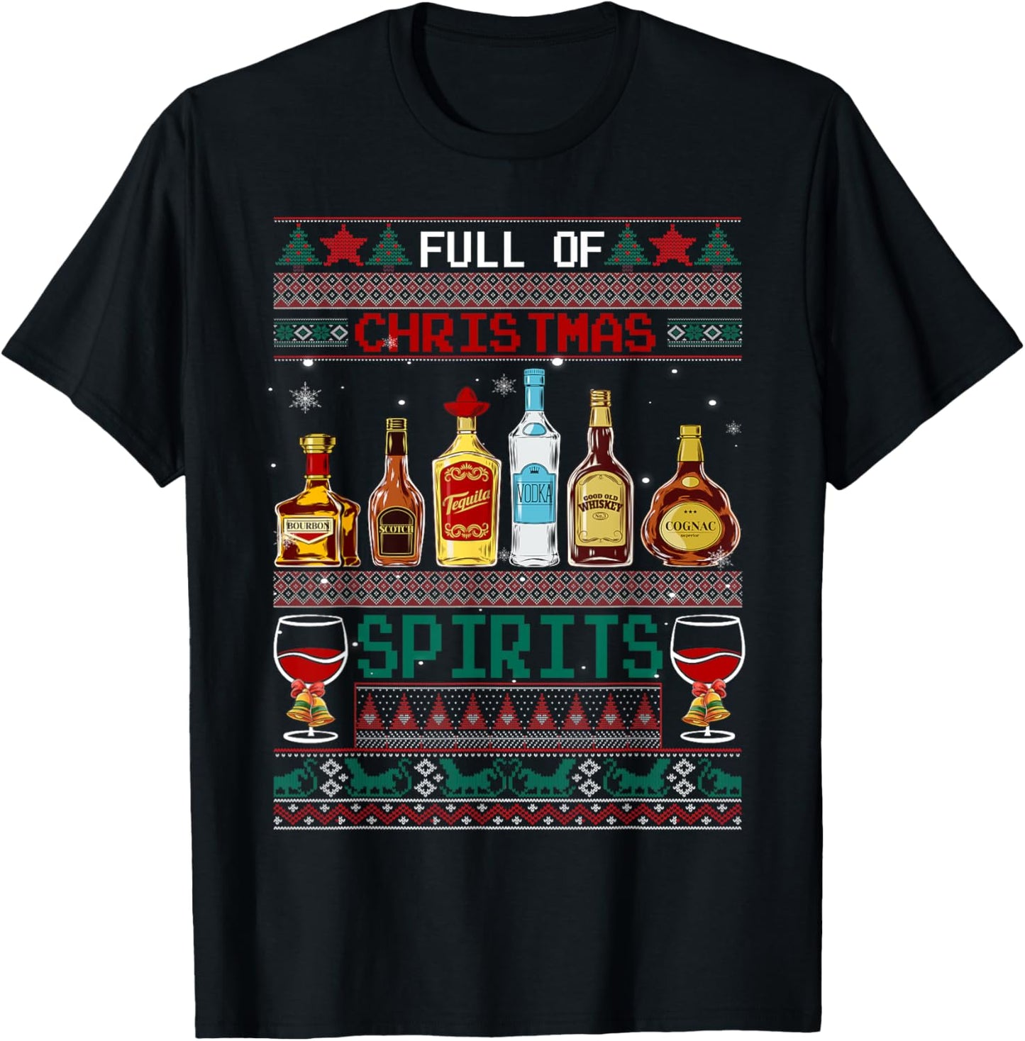 Beer Pajamas Christmas Spirits Drinking Wine Alcohol Xmas T-Shirt - T-Shirt | Black