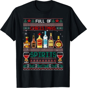 Beer Pajamas Christmas Spirits Drinking Wine Alcohol Xmas T-Shirt - T-Shirt | Black