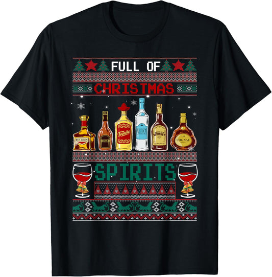 Beer Pajamas Christmas Spirits Drinking Wine Alcohol Xmas T-Shirt - T-Shirt | Black