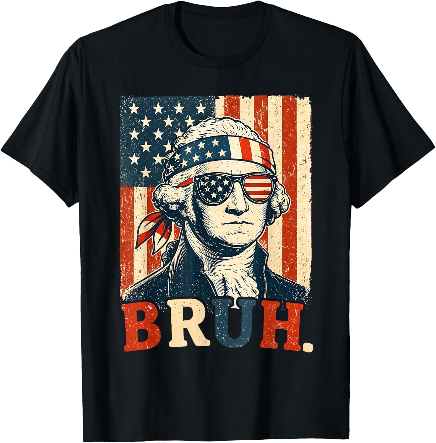 4th of July George Washington Bruh Meme Men Women Kid T-Shirt - T-Shirt | Black