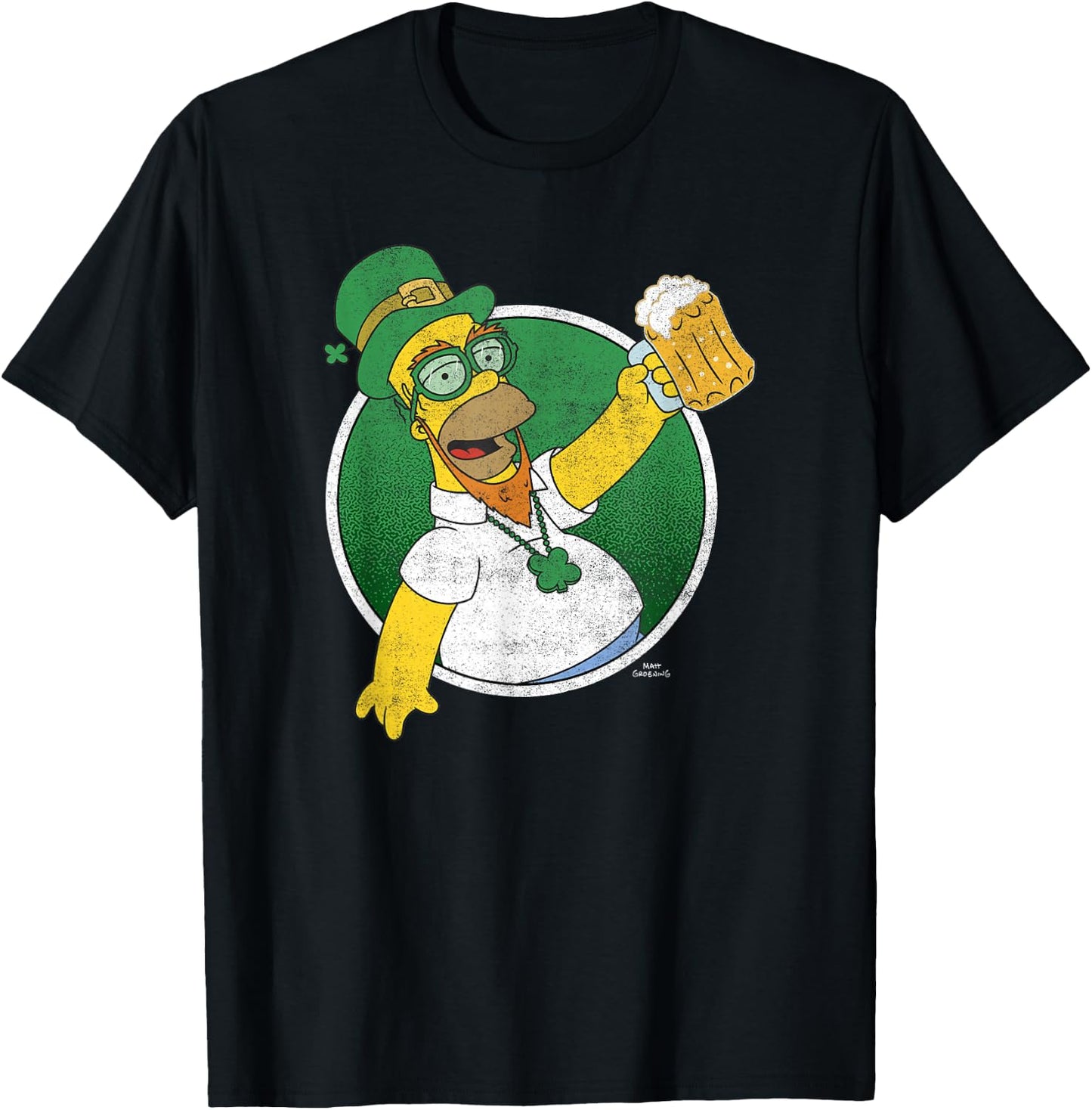 The Simpsons St. Patrick's Day Homer Lucky Beer Celebrations T-Shirt - T-Shirt | Black