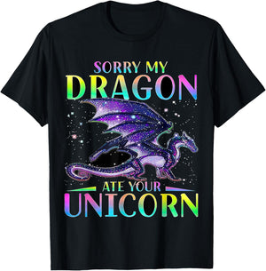 My Dragon Eat Your Unicorn T-Shirt - T-Shirt | Black