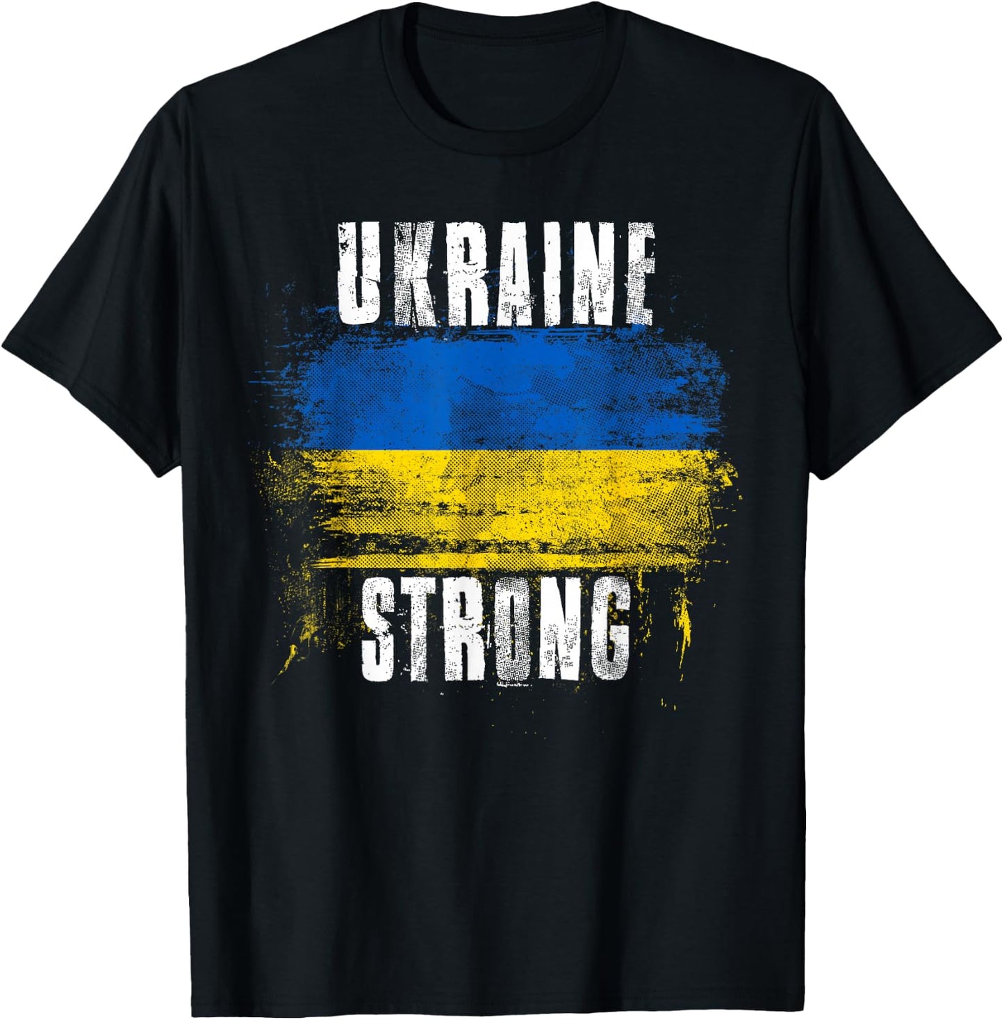 Ukraine Strong Distressed Flag - Ukrainian Pride T-Shirt - T-Shirt | Black