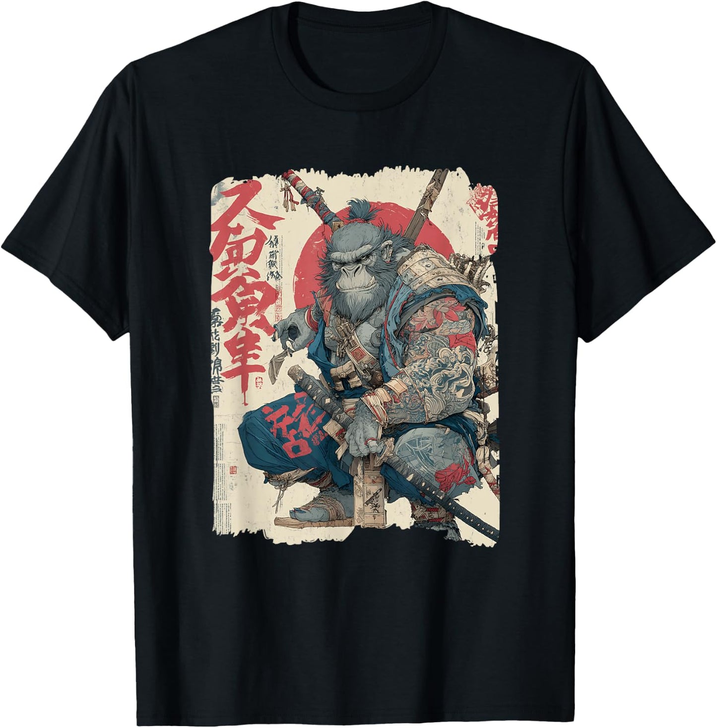 Sasquatch Samurai Japanese Bigfoot T-Shirt - T-Shirt | Black