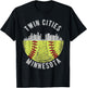 Cool Twin Cities Minnesota MN Softball Skyline St. Paul-MPLS T-Shirt - T-Shirt | Black