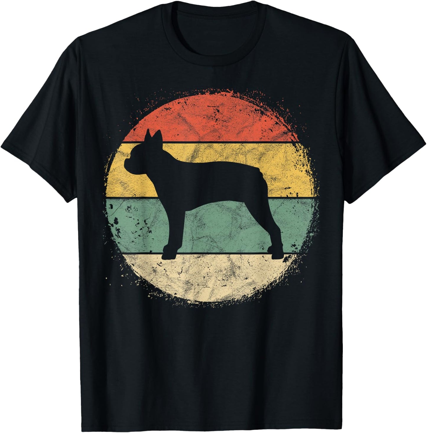 Circular Retro Boston Terrier Owner Gift Bostie Dad Mom T-Shirt - T-Shirt | Black