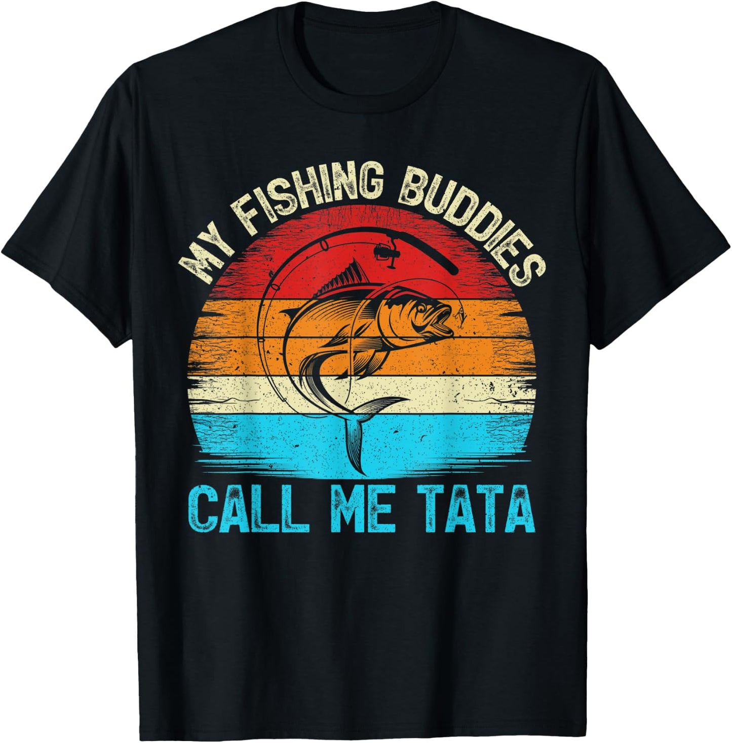 Retro Vintage My Fishing Buddies Calls Me Tata Fishing T-Shirt - T-Shirt | Black