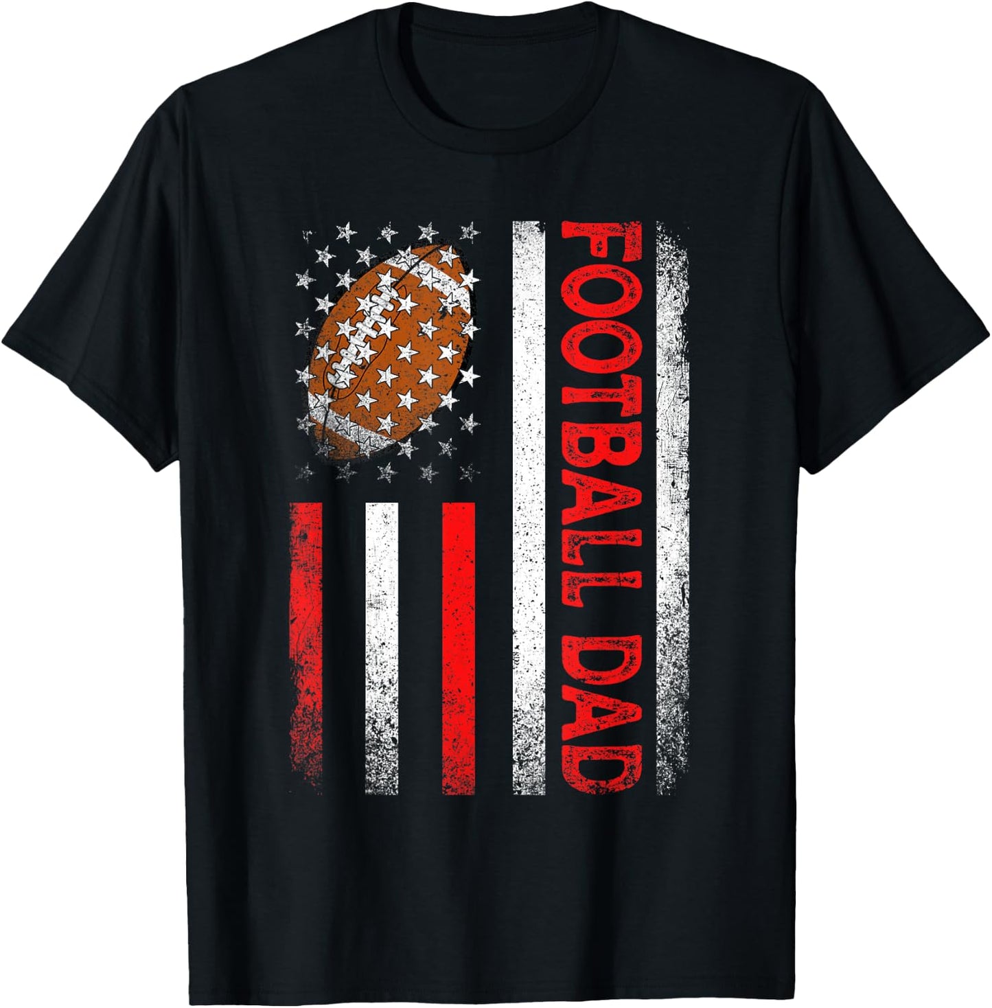 Classic Retro American Flag Football Dad Men Father's Day T-Shirt - T-Shirt | Black