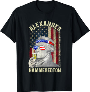 Vintage Alexander Hammeredton Hamiliton USA Flag 4th Of July Men T-Shirt - T-Shirt | Black