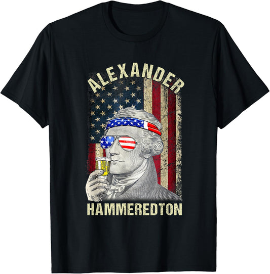 Vintage Alexander Hammeredton Hamiliton USA Flag 4th Of July Men T-Shirt - T-Shirt | Black