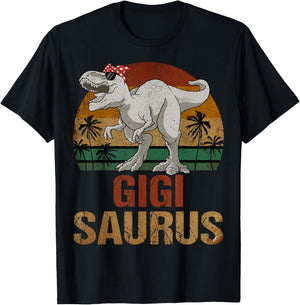 Gigisaurus T Rex Dinosaur Gigi Saurus Mother's Day T-Shirt - T-Shirt | Black