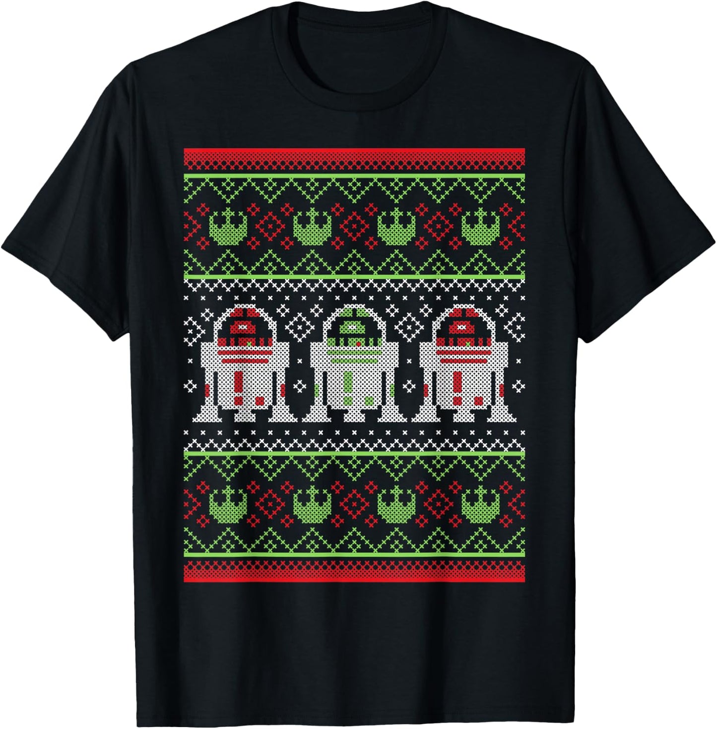 Star Wars R2-D2 Ugly Christmas Sweater Rebel T-Shirt - T-Shirt | Black