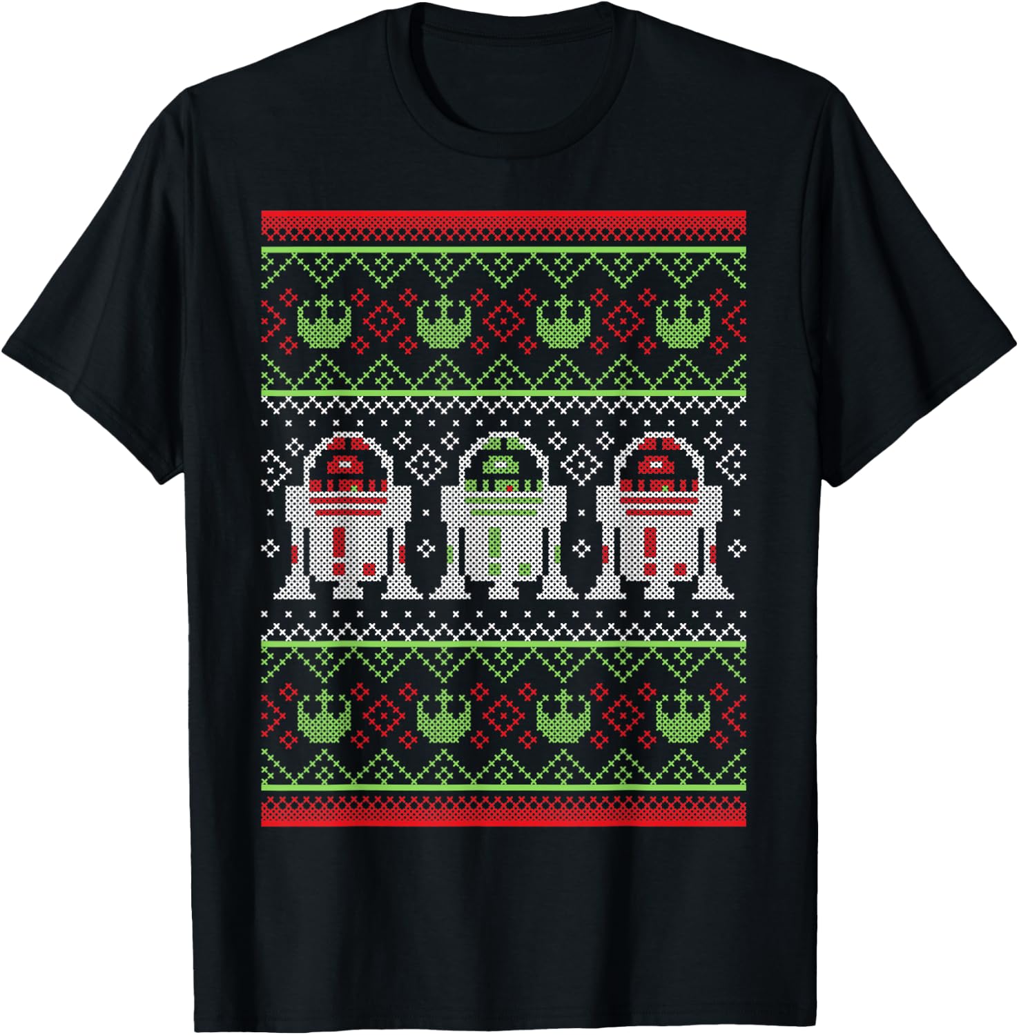 Star Wars R2-D2 Ugly Christmas Sweater Rebel T-Shirt - T-Shirt | Black