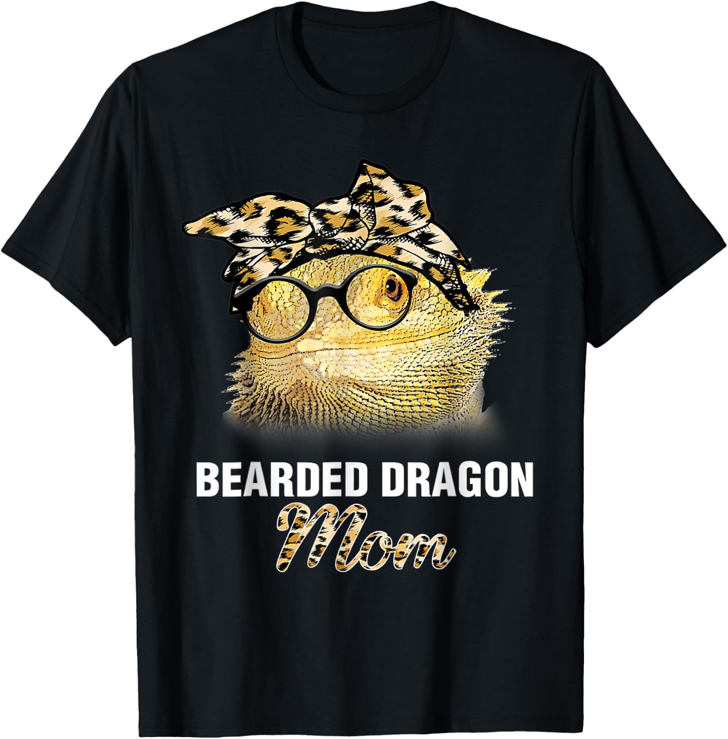 Mother's day Leopard Plaid Gift Bearded Dragon Mom T-Shirt - T-Shirt | Black