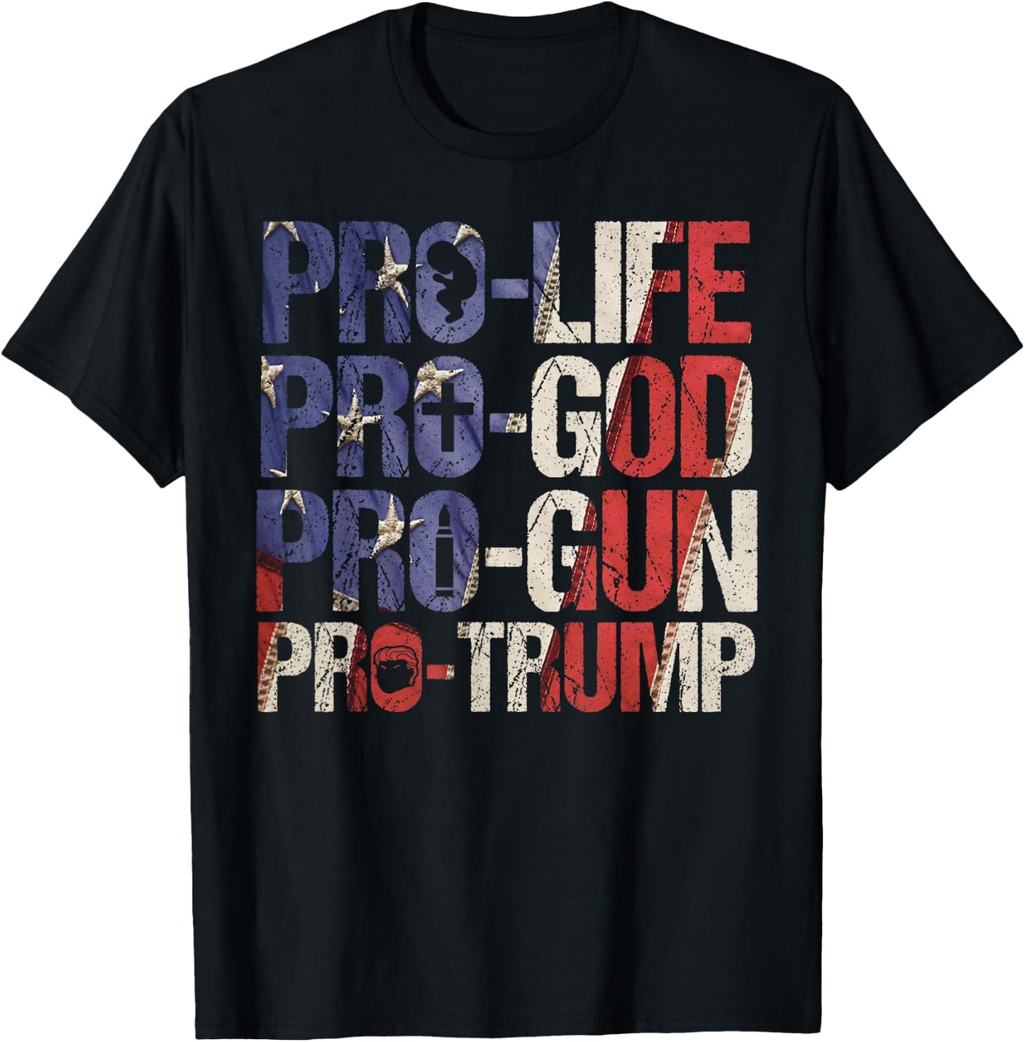 Pro Life God Gun Trump USA Re-elect Donald Trump 2020 Gift T-Shirt - T-Shirt | Black
