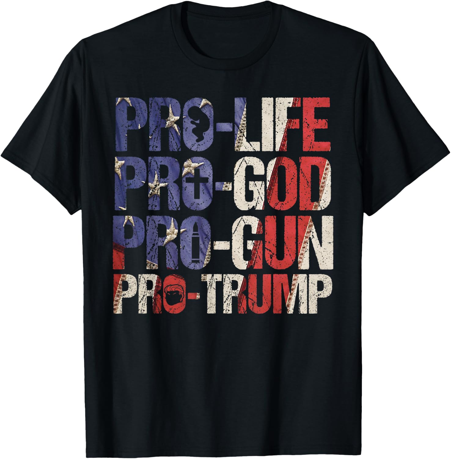 Pro Life God Gun Trump USA Re-elect Donald Trump 2020 Gift T-Shirt - T-Shirt | Black