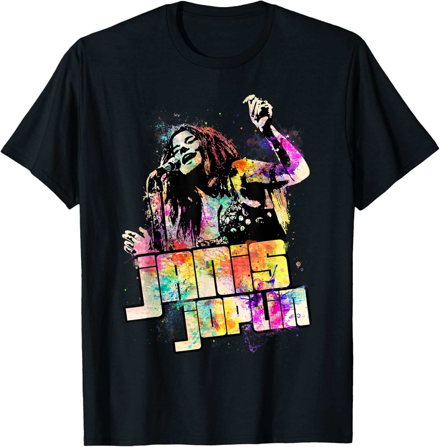 Janis Joplin Colors of Janis T-Shirt - T-Shirt | Black