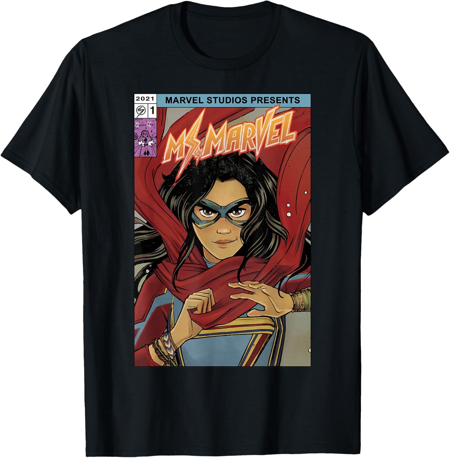 Marvel Ms. Marvel Kamala Khan Comic Cover T-Shirt - T-Shirt | Black