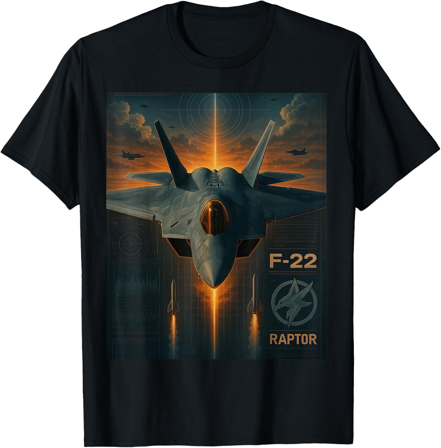 F-22 Raptor Stealth Fighter Jet Graphic T-Shirt - T-Shirt | Black